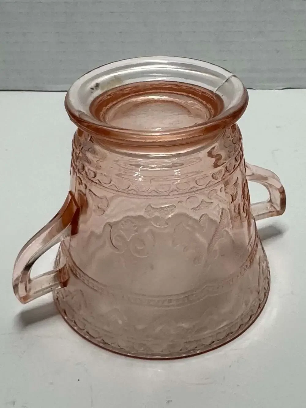 Federal Glass Patrician Pink Depression Glass Two-Handled Sugar Bowl